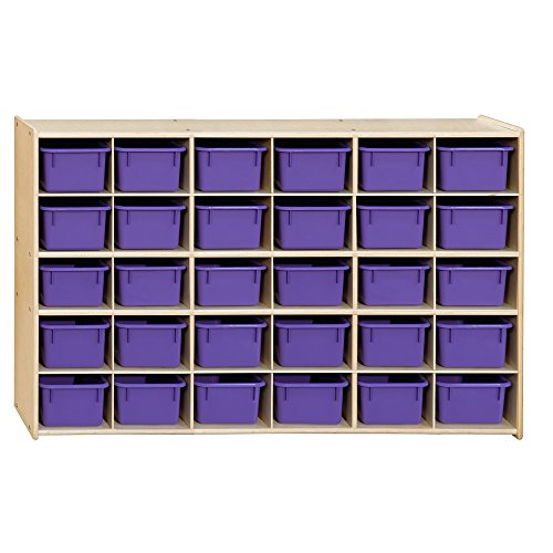 Contender Kids 30-Cubby Storage Cabinet with Purple Bins