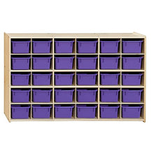 Contender Kids 30-Cubby Storage Cabinet with Purple Bins