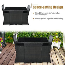 DUYHBAWRS 3PCS Patio Rattan Furniture Set Cushion Sofa Armrest Garden Deck Navy Mixed Brown