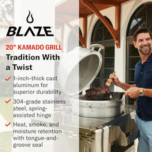 Blaze 20‑Inch Cast Aluminum Kamado Grill | Heavy-Duty 1″ Cast Aluminum Body | 20″ Hex Stainless Grates | Tongue‑and‑Groove Seal | BLZ‑20‑KAMADO