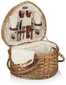 Storage Basket,Home Kitchen Picnic Heart Shaped Wicker with White Liner Foldable Double Handle Compact Design