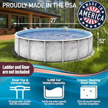 Hollowell Industries - Manufacturers of Doughboy Pools, 27 Ft x 52 Inch Deep Above Ground Pool with Skimmer - Hard Sided Steel Wall Pool, Brush Stroke Pattern - Made in USA