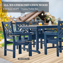 AZXZCS HDPE Outdoor Dining Set,10-Piece Outdoor Table and Chairs Include 8 Dining Chairs and 2 Pcs 62.5" Patio Dining Table with Umbrella Hole (Blue)