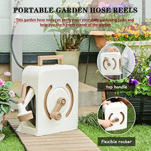 Hose Reel Cart Water Hose Cart Reel Compact Garden Hose Organizer, Portable Retractable Hose Reel, Household Car Wash Tool with Water Gun, for Backyard (Color : Beige, Size : Hose Cart+15m Pipe)