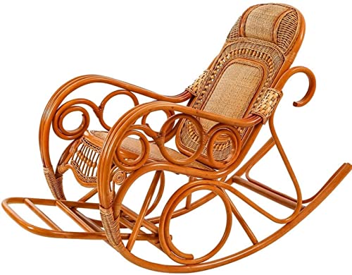 ZYBB Solid Wood Large Rocking Chair Adult Recliner Balcony Rattan Lazy Rocking Chair 145X102x65cm