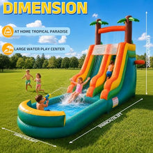 26ft Inflatable Water Slide with Splash Pool & 10M Water Hose & 1100W Blower, 100% PVC Commercial Heavy Duty Wet/Dry Inflatable Slide for Kids & Adults, Backyard Outdoor Summer Water Play(0.8MM)
