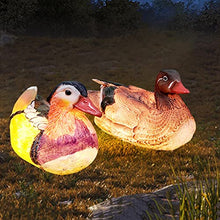Mandarin Duck Statue Garden Animal Lamp Resin Figurines Light Ornament Waterproof for Patio Lawn Yard Porch Outdoor Decoration Gift