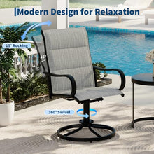 Garvee Patio Swivel Chair Set of 8 Outdoor Dining Chair Padded Mesh Grey