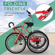LILYPELLE Adult Folding Tricycle 7 Speed Red
