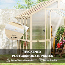 Outsunny 6.6' x 8' Walk-in Polycarbonate Greenhouse Wooden Greenhouse Brown