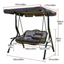 Double Person Patio Swing, Porch Swing with Adjustable Canopy & Cup Holders, Rattan Chair with Cushions and Pillows, Heavy Bearing, Garden Iron Rocking Chair