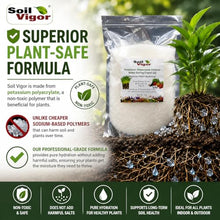 Soil Vigor Water-Storing Crystals for Plants, Large 5-10 Mesh Potassium Polyacrylate Granules, Reduces Watering, Improves Root Hydration for Houseplants, Trees, Lawns & Gardens, 20 lb