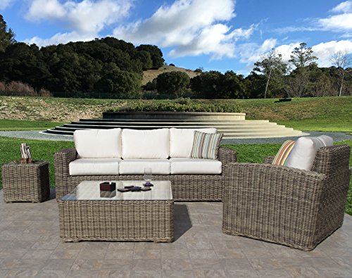kingrattan.com Premium Outdoor Woven Wicker Sofa Lounge 4 Piece Furniture Set