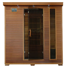 Blue Wave Radiant Saunas 4-Person Cedar Infrared Sauna with 9 Carbon Heaters, Chromotherapy Lighting, Oxygen Ionizer, Music System