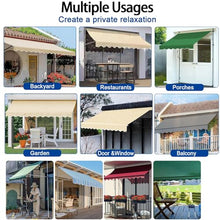 Manual Retractable Awning Balcony Window Sun Shade Shelter, Folding Umbrellas Outside, Waterproof Canvas, Sturdy Heavy-Duty Frame, Canopy for Outdoor Patio Deck Garden Dining Room(Blue-White,400cm)
