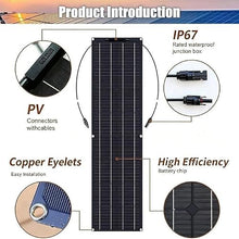 KZZAAO Flexible Solar Panel Charger Flex Up to 30°,Ultra Thin Lightweight Solar Panel 23.8% High Efficiency IP67 Waterproof for Marine