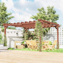 11'x12.5' Wooden Pergola Built-in Grape Trellis Design, Weather-Resistant Construction for Outdoor Longevity