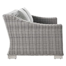 Modway Conway Outdoor Patio Wicker Rattan Loveseat in Light Gray Gray