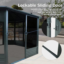 ZJBFXY88 13x13 FT Octagonal Sunroom Gazebo with Lockable Sliding Door Dark Gray