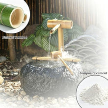 Bamboo Water Fountain with Pump, Garden Waterfall Decor for Garden, Landscaping Accent for Desk Patio Yard