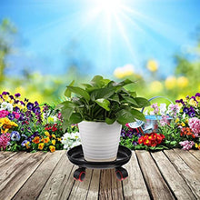 Metal Plant Movable Tray Round Flower Pot Rack Potted Stand with Wheels(D)