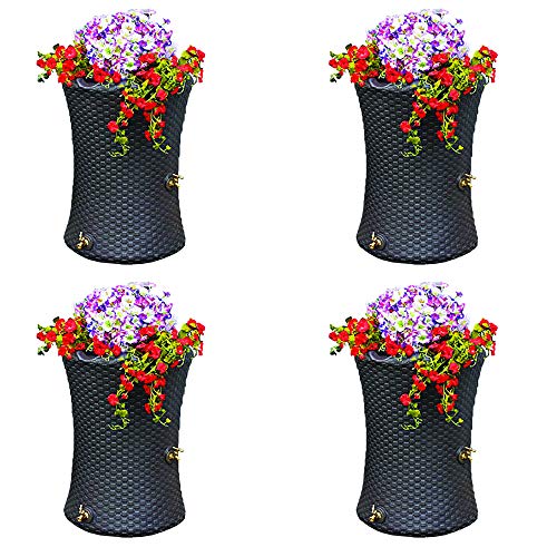 Good Ideas Impressions 50 Gallon Nantucket Rain Barrel Planter Brown (4 Pack)