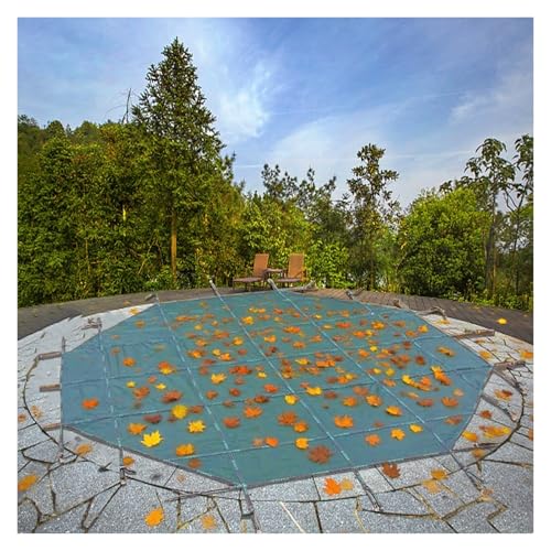 LZMZMQ Winter Pool Safety Cover Round 10 12 15 18 24 25 30 ft Custom, Wooden Deck/Concrete Floor Mounted Inground Pool Covers Kits, Green PP Woven Fabric(34.4ft/1050cm)