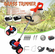 AMYYTL Cordless Weed Wacker with Wheel Electric ELD Lawn Mower Rechargeable Lawn Mower Suitable for Farms and Pastures, Red