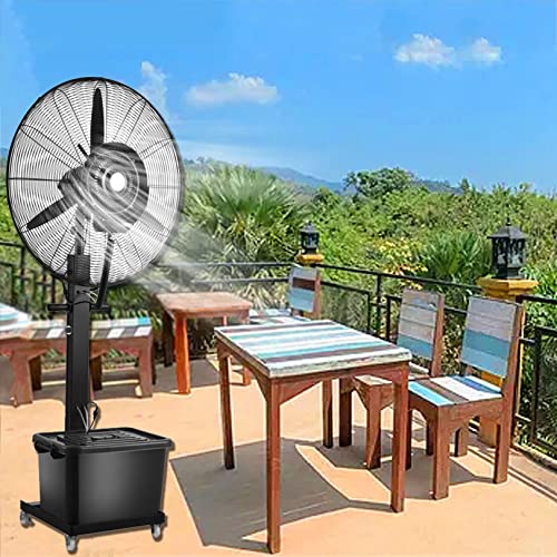 Outdoor Oscillating Misting Fan, 3 Cooling Speeds, 11 Gallon Tank, Art Deco Pedestal Fan for Backyards, Patios and Factory Workshop, 26 Inch