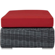America Luxury - Outdoor Modern Contemporary Patio Lounge Chair Ottoman Rattan Wicker Red