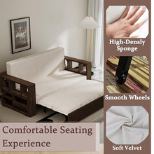 HomSof 3-in-1 Velvet Loveseat Sleeper Sofa Bed with Convertible Desk Beige