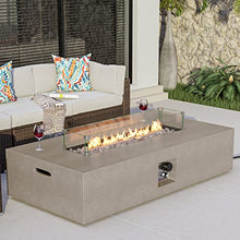 COSIEST Outdoor Propane Fire Pit Table, 56-inch x 28-inch Rectangle Gray Concrete-Like Finish, Certified, 50,000 BTU Stainless Steel Burner w Transparent Gray Fire Glass, Wind Guard, Raincover