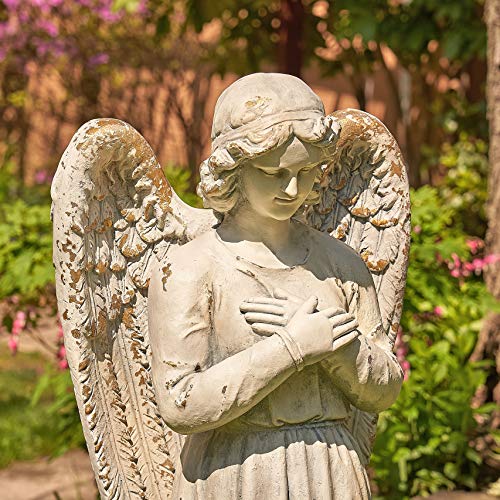 Zaer Ltd. Large Outdoor Safe Magnesium Angel Statue 47” Holding Heart Evangeline