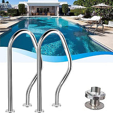 BSNANCA Pool Handrail, 304 Stainless Steel, Silver, Rustproof, Pool Handrails 1PCS/2PCS, Easy to Assemble Pool Railings for Entry The Pool-31.5 X 18.5 Inches (2) ()