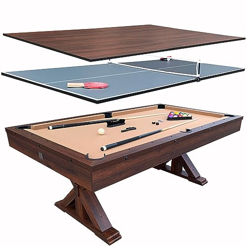 Freetime Fun 7 FT 3 in 1 Multi Game Pool Table with Dining Top Espresso