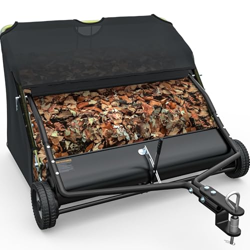 YINTATECH 48in Tow Behind Lawn Sweeper, 26 cu. Ft Leaf Grass Collector