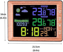 CVGfko Weather Station Wireless Indoor Outdoor,Weather Forecast Station Thermometer Hygrometer with Sensor,Alarm Clocks, Snooze Mode/6011,Brown