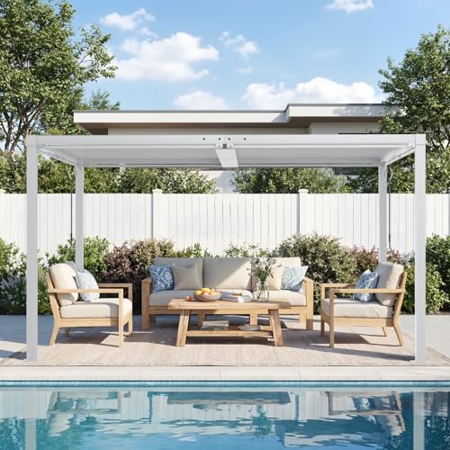 SAILARY Louvered Pergola 10' x 13', Outdoor Aluminum Pergola with Reinforced Steel Roof, Heavy-Duty Hardtop Gazebo for Patio Deck, Weatherproof Sun Shade Shelter, White
