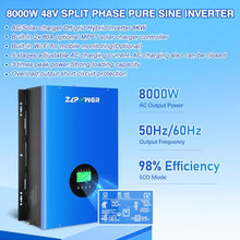 ZLPOWER UL1741 8000W 48V Solar Inverter,Built-in 2 MPPTs,Peak Power 24000W Split Phase Pure Sine Wave Inverter AC Input 240V,Output 120V/240V,Low Frequency Inverter for Home (WiFi and BMS COMM)