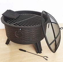 Fire Pits for Garden Outdoor Fire Pits Steel Fire Bowl with Grill & Cover & Poker Camping Fire Pit BBQ Brazier Wood Charcoal Patio Heater
