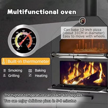 NEONMAN Outdoor Pizza Oven pizza oven outdoor outdoor pizza outdoor ovens 2-Layer Pizza Oven Wood Fired outdoor oven with 2 Removable Wheels Built-in Thermometer Peel, Cover & Cooking Grids