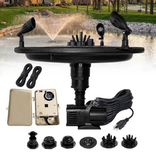 1/4 HP Floating Fountain & Aerator for Ponds and Lakes with 100 ft Cord