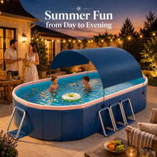 Family Outdoor Pool with Canopy, Large Hard Wall Swimming Pool