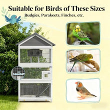 Sturdy Wooden Bird House with Natural Cedar Finish, Ventilated Design and Easy-Clean Slide-Out Tray for Backyard Songbirds (Black+Grey + Steel + Wood)