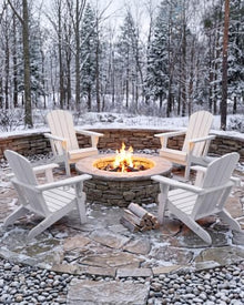 PLUUV Adirondack Chair Set of 6, Fire Pit Chairs with Cup Holder, White