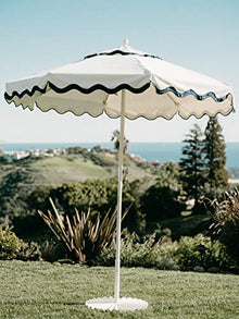 Business & Pleasure Co. The Clamshell Base - Outdoor Patio Umbrella Base - Antique White, 55lbs