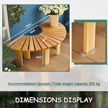 Gaommini Outdoor Benches Wrap Around Tree Seat Semi-Circular Patio Seating with Solid Wood Frame, Curved Tree Bench All-Weather Plant Stand Rack(Wood Color,Round)