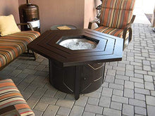 Hiland F-HEX-FPT Fire Pit Propane Heater w/Glass, Hexagon, Hammered Bronze