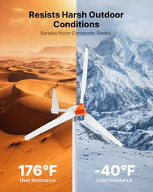 VEVOR 1500W 24V Wind Turbine Generator, 3-Blade Wind Turbine Kit with Wind/Solar Hybrid Controller, Efficient 3-Phase AC Permanent Wind Power Generator for RV Boat Home Farm (Tower Pole Not Included)