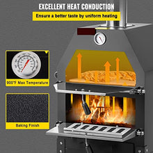 UHRLGHS 12" Wood Fried Pizza Oven with Wheels & Handle Labor-Saving 2-Layer Portable for Backyard Camping Site Park Outdoor Baking,